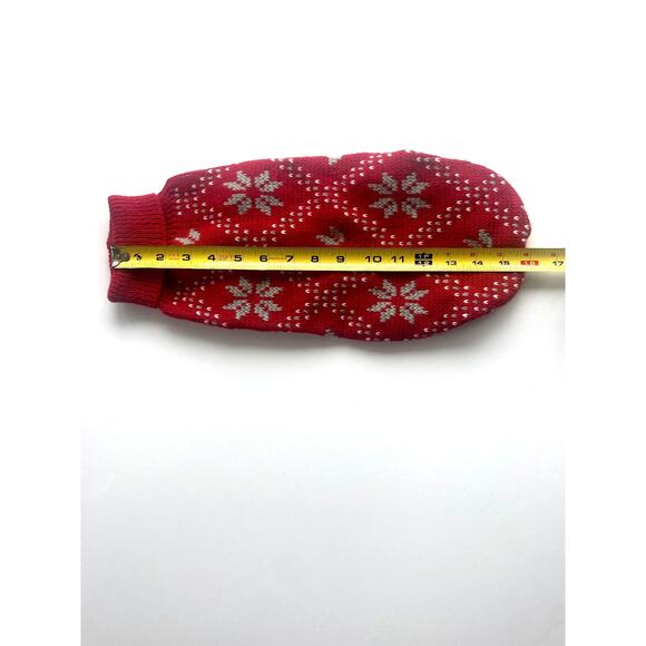 Dog Christmas Sweater Red w/ Gray Snowflakes - Picture 4 of 4